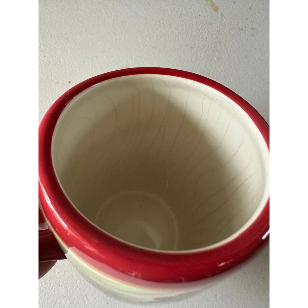 VTG Tabletops Unlimited Celebration Hand Painted Poinsettia Crackle Glazed Mug